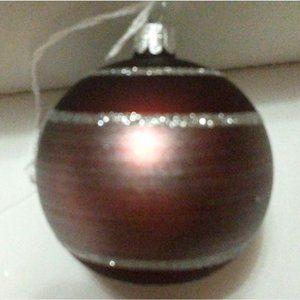 Czech Slovakia Republic Glass Christmas Ornament Deep Red Purple Stripes 2.5"
